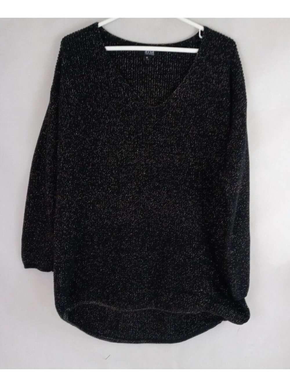 Ana Women's Black Metallic Sweater Size XL